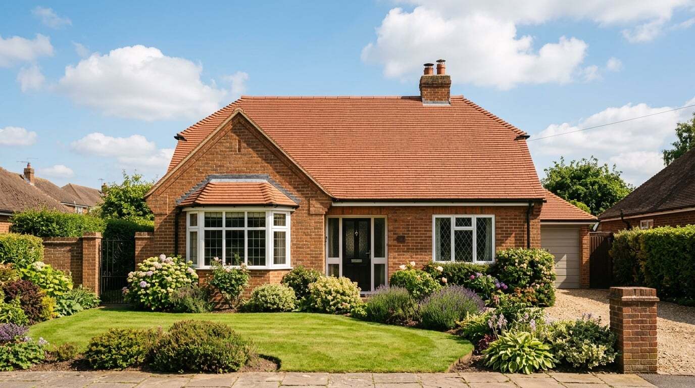 Professional roof repair on residential property